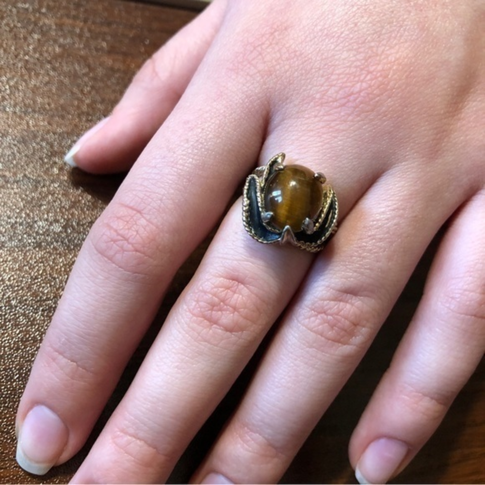 Antique tiger eye twist rope‎ band ring